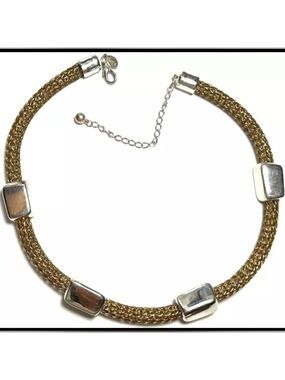 Vintage Jewelry Necklace SIGNED CHICO'S Caged Chain Multi Metal Tones Collar